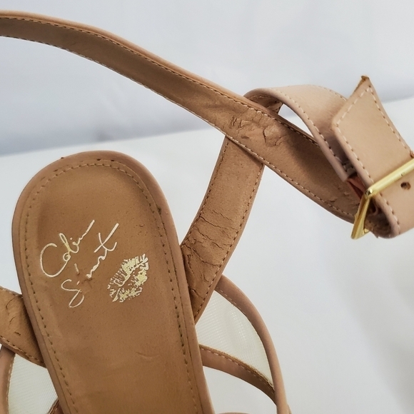 Colin Stuart Stiletto Sandals Mesh Panels Ankle Strap Neutral Size 9 - Picture 14 of 15
